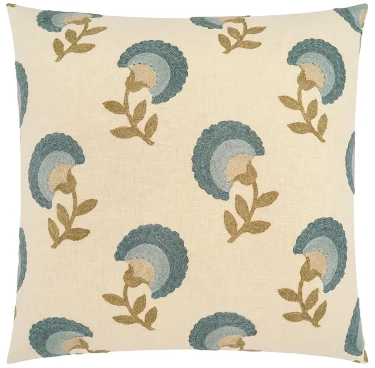 Ophelie Updated Traditional Beige Floral Throw Pillow - 24x24