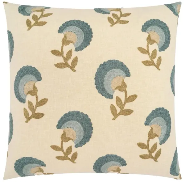 Ophelie Updated Traditional Beige Floral Throw Pillow - 22x22