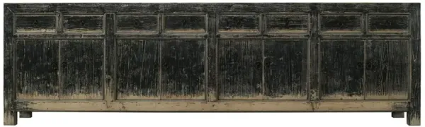 Cinzia Rustic Lodge Distressed Black Pine Wood Sideboard