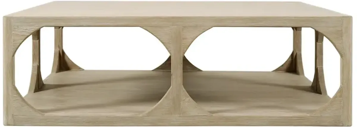 Odilia Rustic Lodge Weathered Whitewash Pine Wood Square Coffee Table