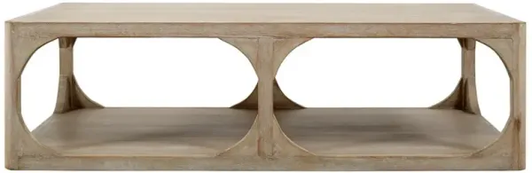 Odilia Rustic Lodge Weathered Whitewash Pine Wood Rectangular Coffee Table - 55"