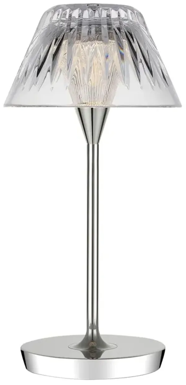 Visual Comfort Blaze Traditional Crystal Shade Polished Nickel Rechargeable Table Lamp - 12"