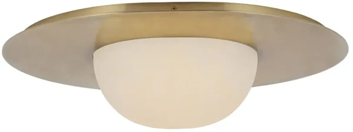 Visual Comfort Fosse Traditional White Alabaster Antique Burnished Brass Flush Mount - 21"