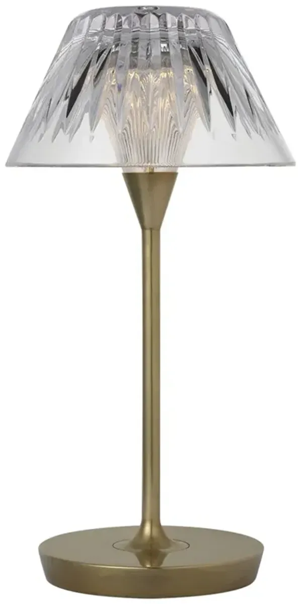 Visual Comfort Blaze Traditional Crystal Shade Natural Brass Rechargeable Table Lamp - 12"