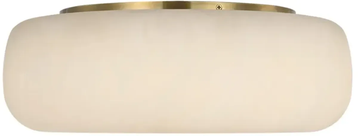Visual Comfort Formosa Modern White Alabaster Antique Burnished Brass Flush Mount - 17"
