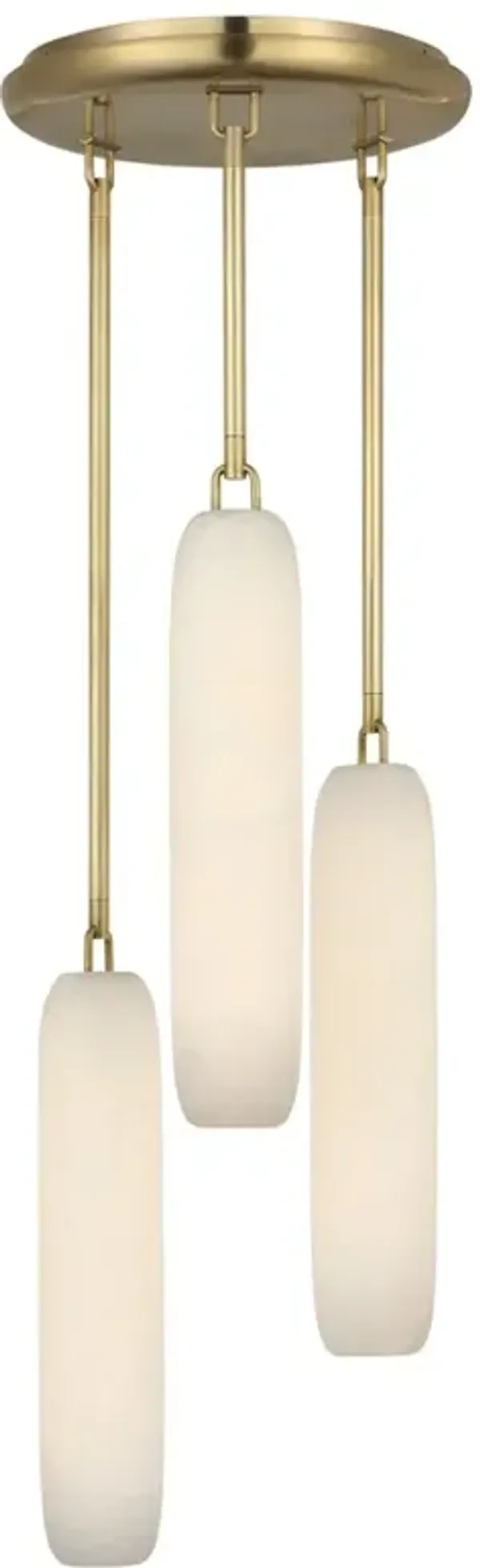Visual Comfort Formosa Modern White Alabaster Antique Burnished Brass 3 Light Pendant