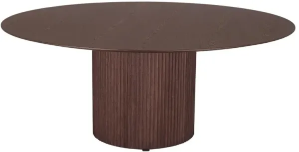 Mabel Modern Classic Brown Oak Round Dining Table - 71"