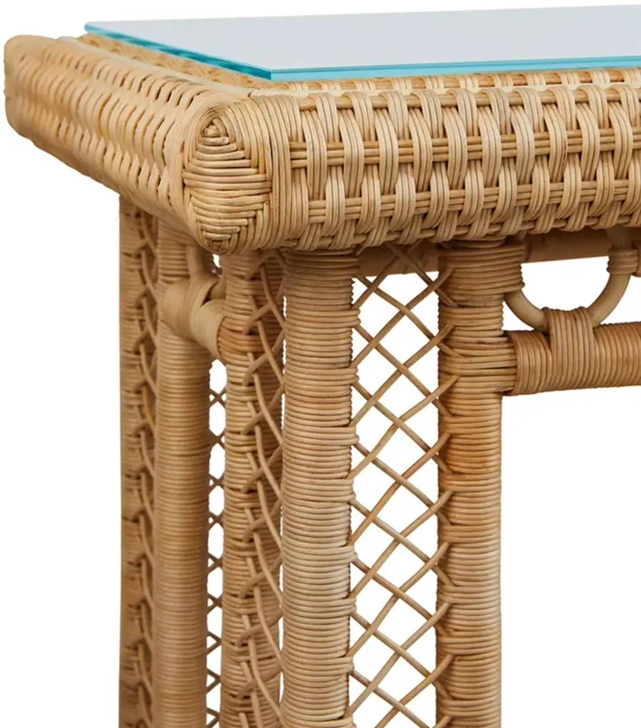 Haiden Coastal Beach Natural Rattan Console Table Kathy Kuo Home ...