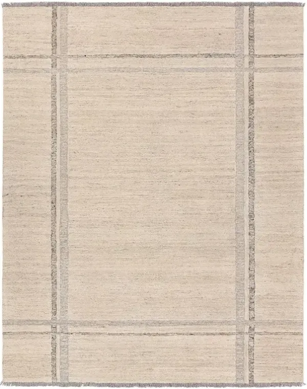 Islen Coastal Beach Cream Wool Patterned Rug - 6'x9'