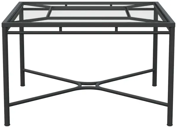 Emeline Glass Black Iron Square Outdoor Dining Table - 48"