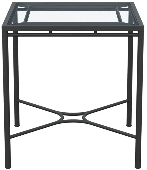 Emeline Glass Black Iron Square Outdoor Counter Table - 35"