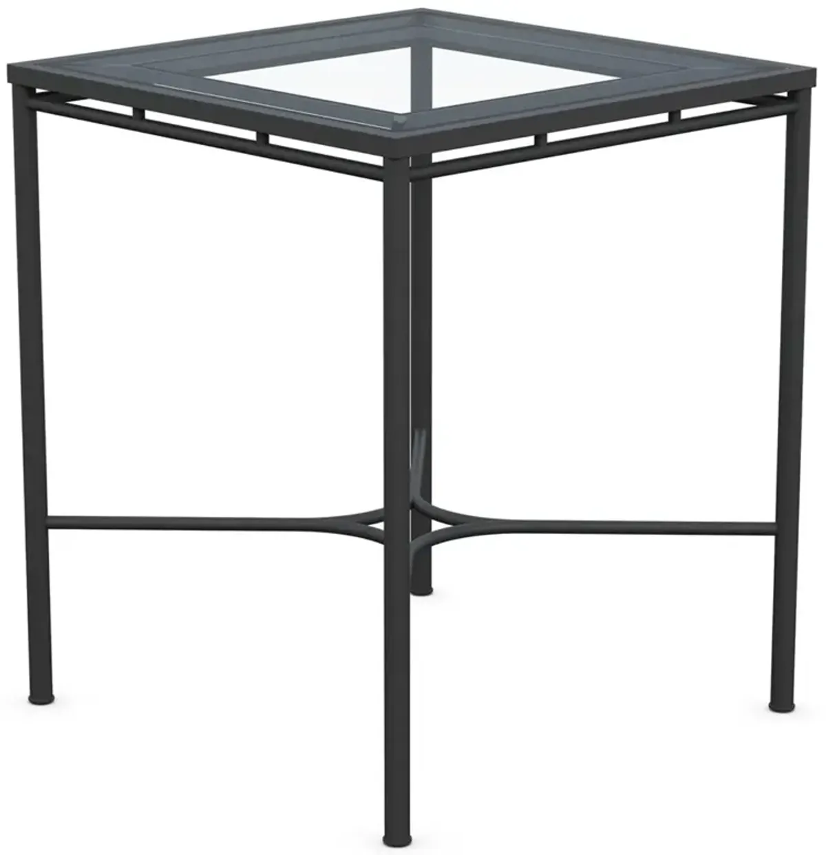 Emeline Glass Black Iron Square Outdoor Bar Table - 35"