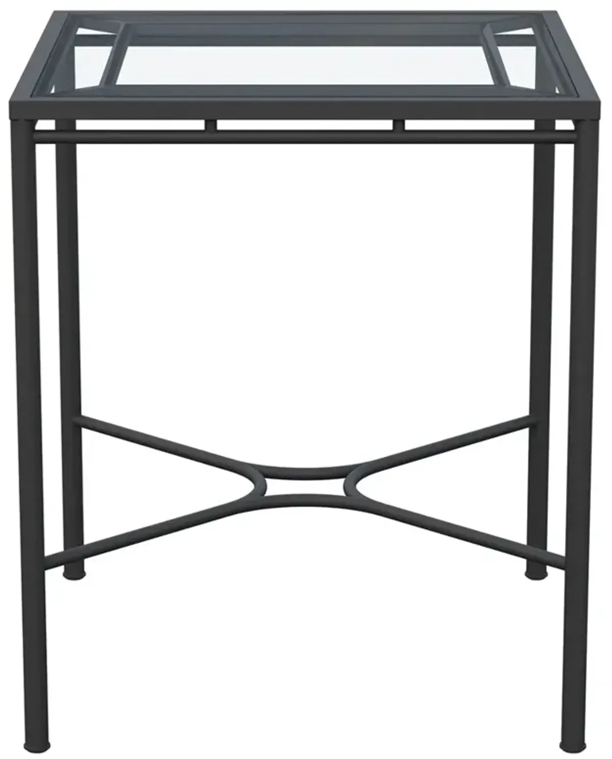 Emeline Glass Black Iron Square Outdoor Bar Table - 35"