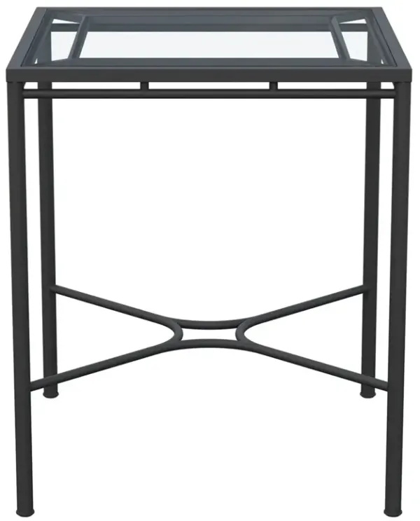 Emeline Glass Black Iron Square Outdoor Bar Table - 35"