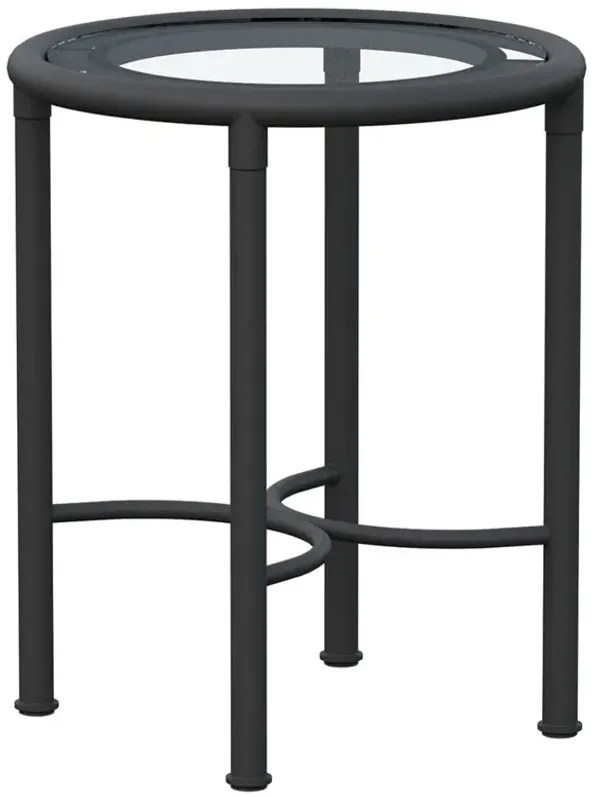 Emeline Glass Black Iron Round Outdoor Side Table