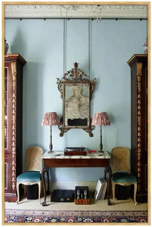 Dion Traditional Blue Interior Gold Frame Photograph - 47x32