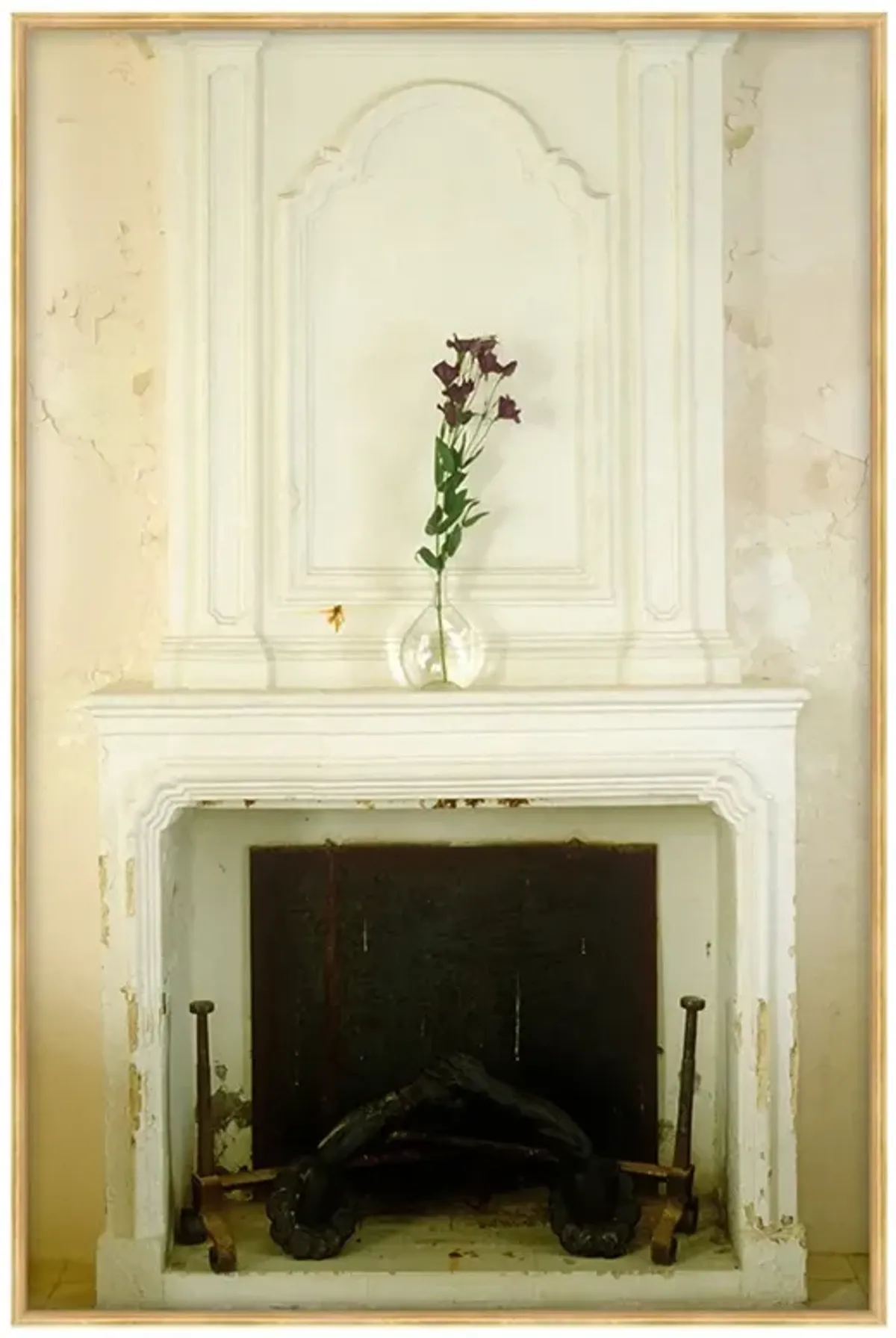 Sora Traditional Cream Fireplace Gold Frame Photograph - 38x26