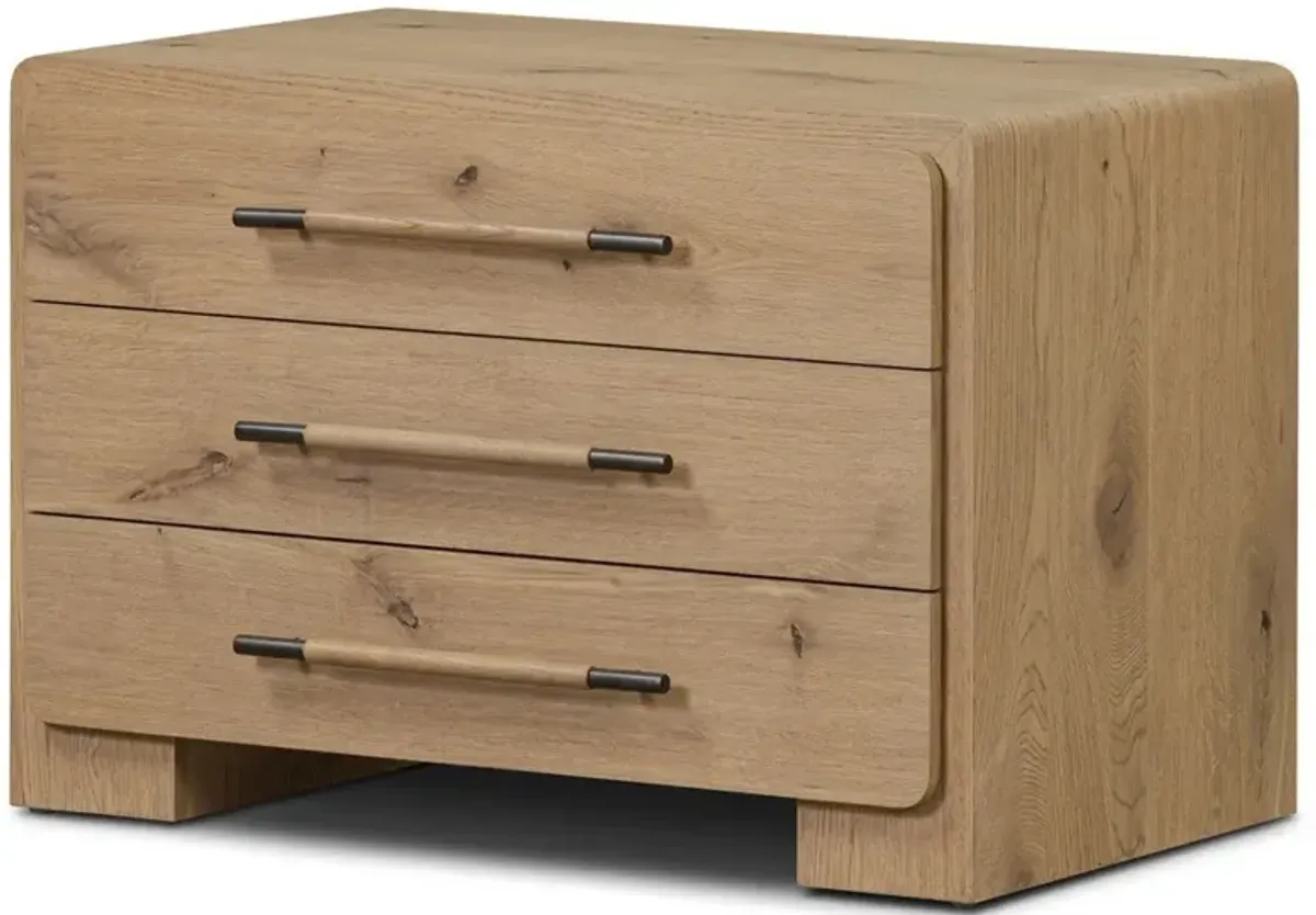Janice Modern Classic Natural Oak Wide Nightstand