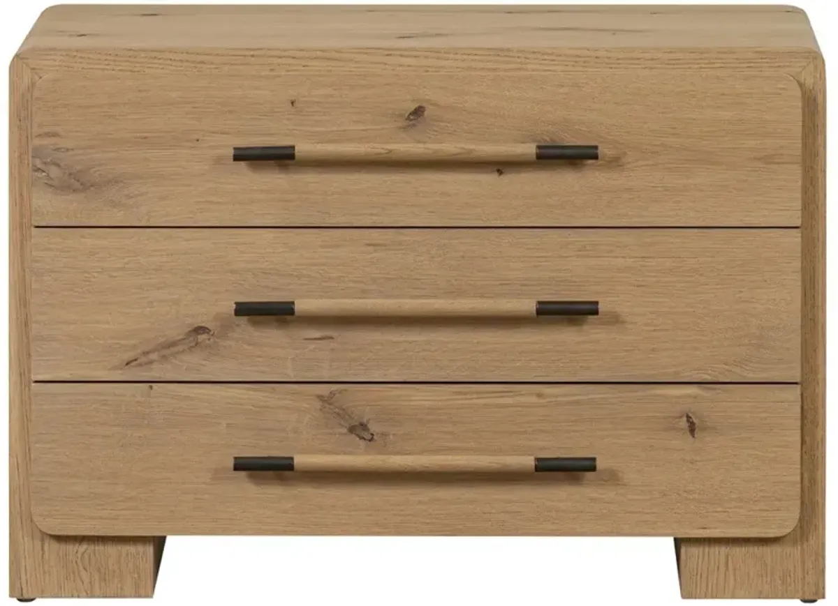 Janice Modern Classic Natural Oak Wide Nightstand