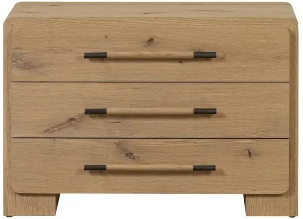 Janice Modern Classic Natural Oak Wide Nightstand