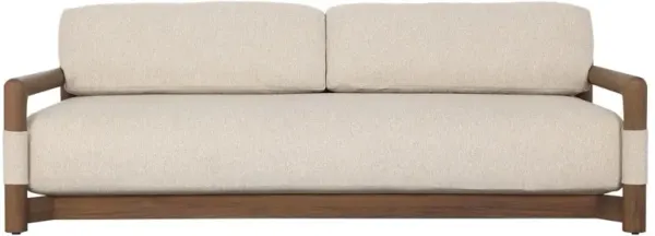 Faith Coastal Beach Stained Brown Teak Sofa - 91"