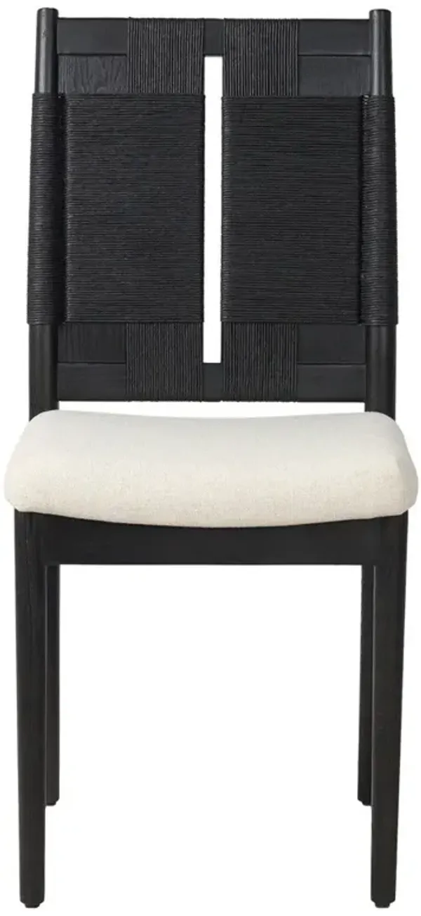 Sally Coastal Beach Cream Performance Black Wood Dining Chair