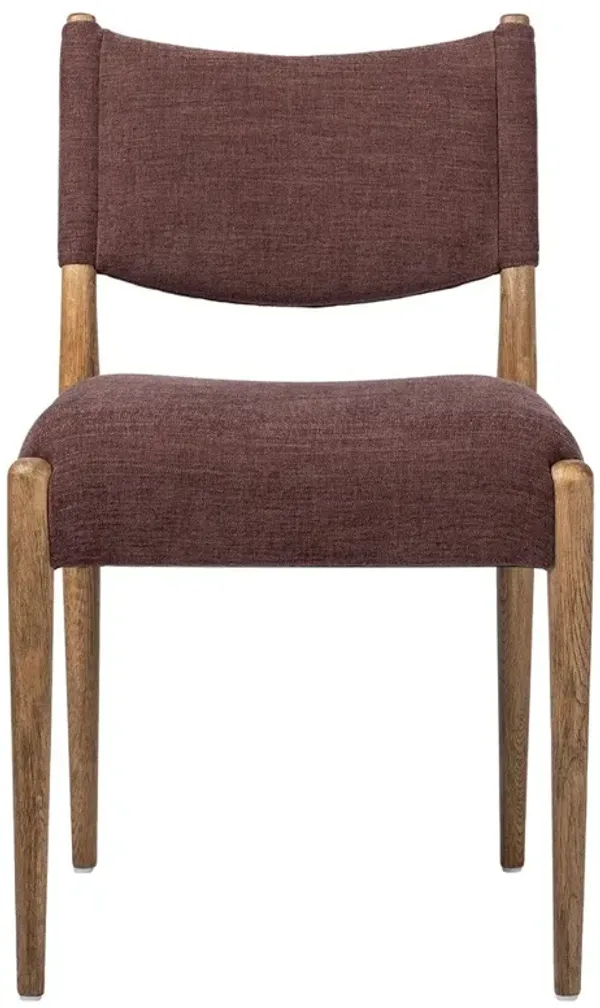Odelia Modern Classic Maroon Velvet Brown Oak Dining Chair