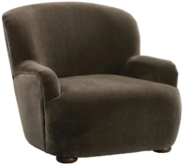 Kaden Modern Classic Olive Green Velvet Brown Wood Wingback Arm Chair