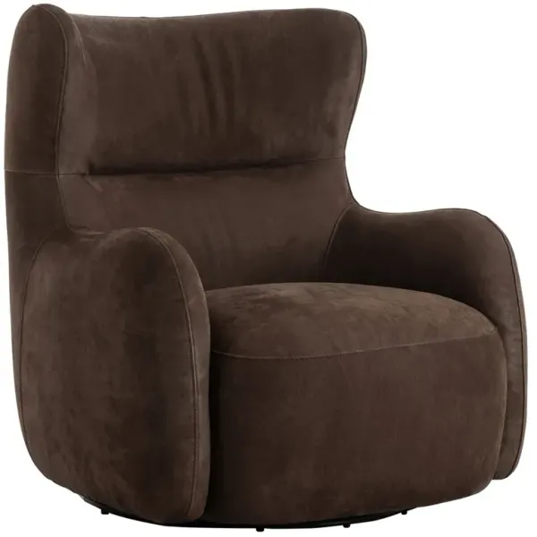 Daniella Modern Classic Brown Leather Swivel Chair