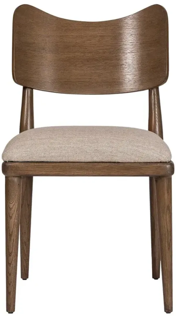 Jill Modern Classic Beige Performance Brown Oak Dining Chair