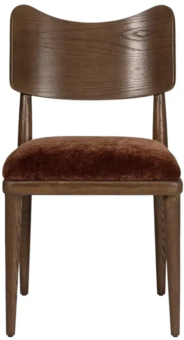 Jill Modern Classic Brown Velvet Oak Dining Chair
