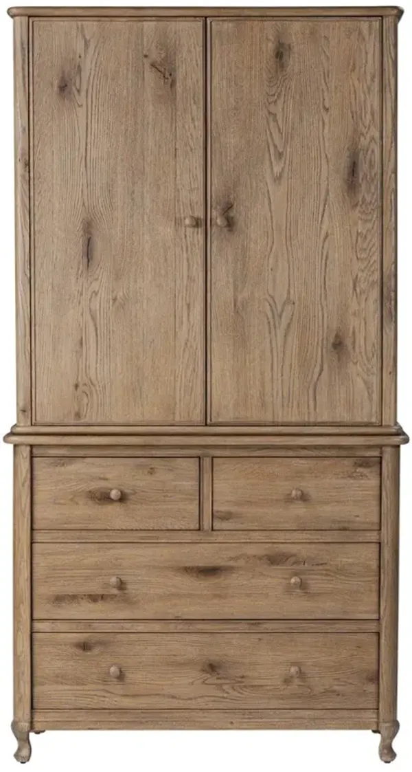 Basil Rustic Lodge Weathered Oak Armoire