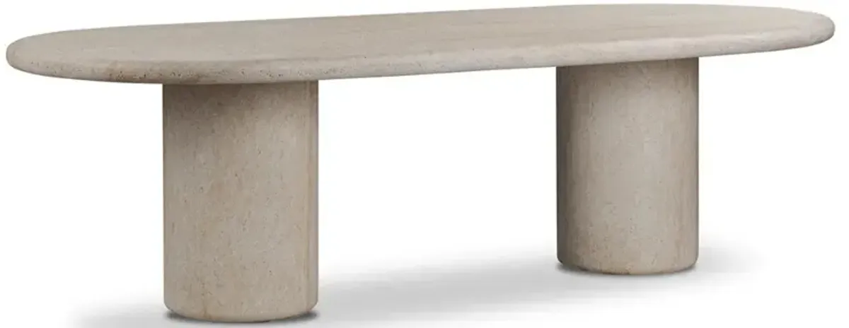 Regine Modern Classic Beige Concrete Oval Outdoor Dining Table - 102"