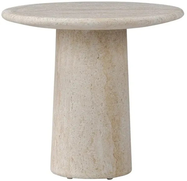 Regine Modern Classic Beige Concrete Round Pedestal Outdoor End Table