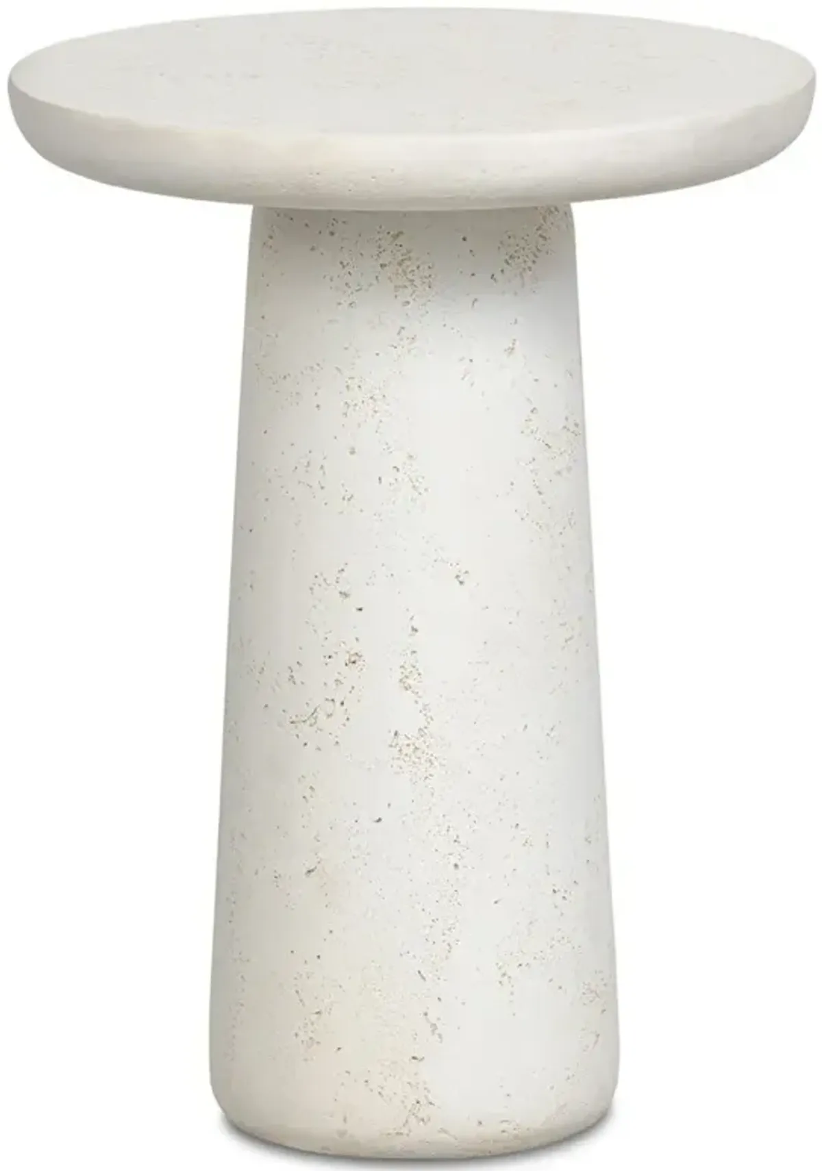 Aurore Modern Classic Aged White Concrete Round Pedestal Outdoor End Table