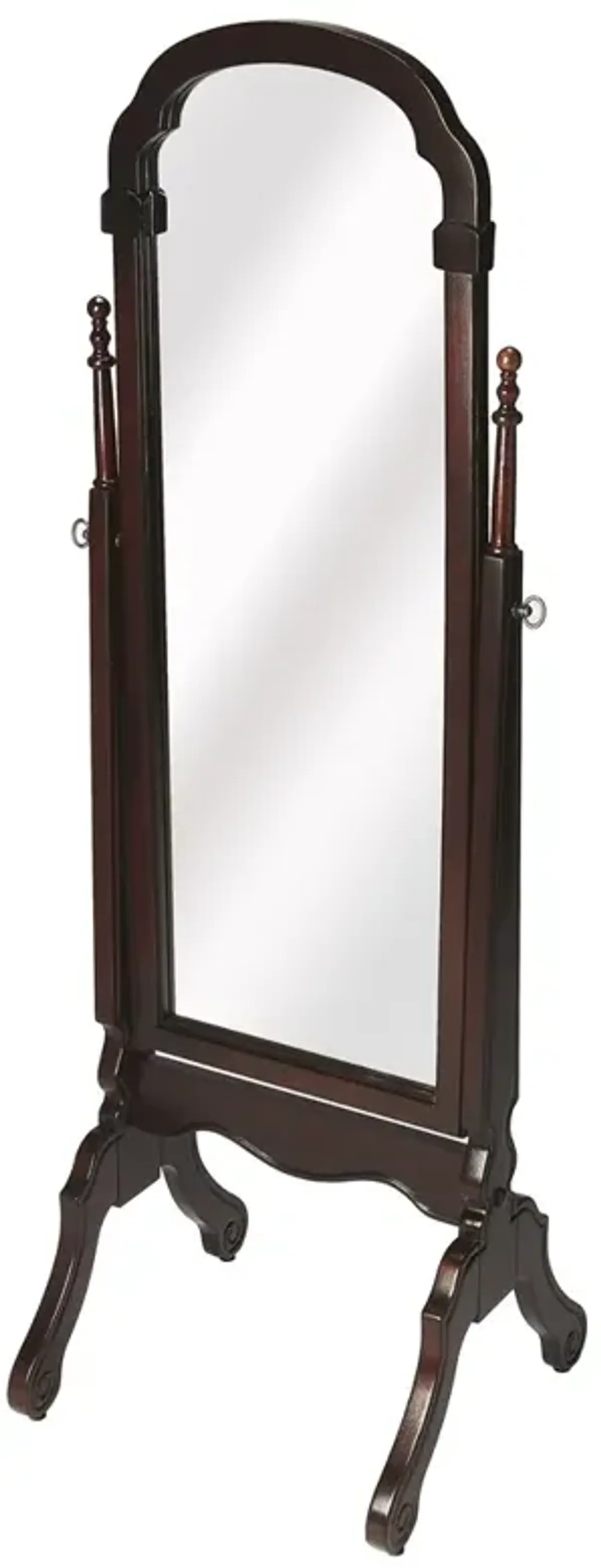 Merith Updated Traditional Dark Brown Wood Cheval Floor Mirror