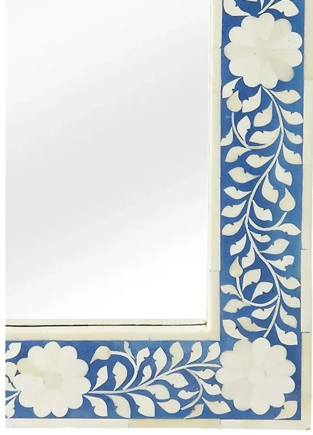 Vivianna Updated Traditional Blue Bone Inlay Floral Wall Mirror
