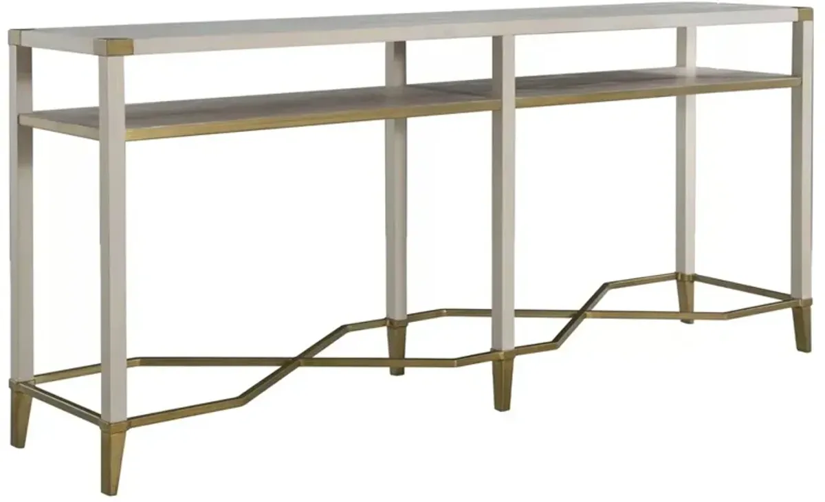 Sue Modern Classic Antique Gold White Oak Wood Console Table