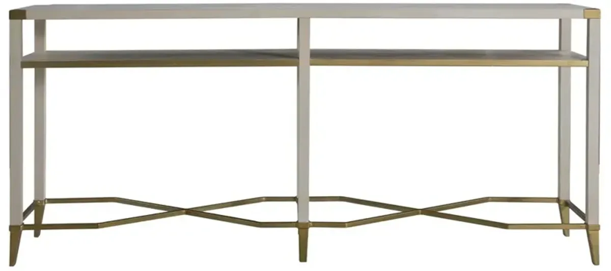 Sue Modern Classic Antique Gold White Oak Wood Console Table
