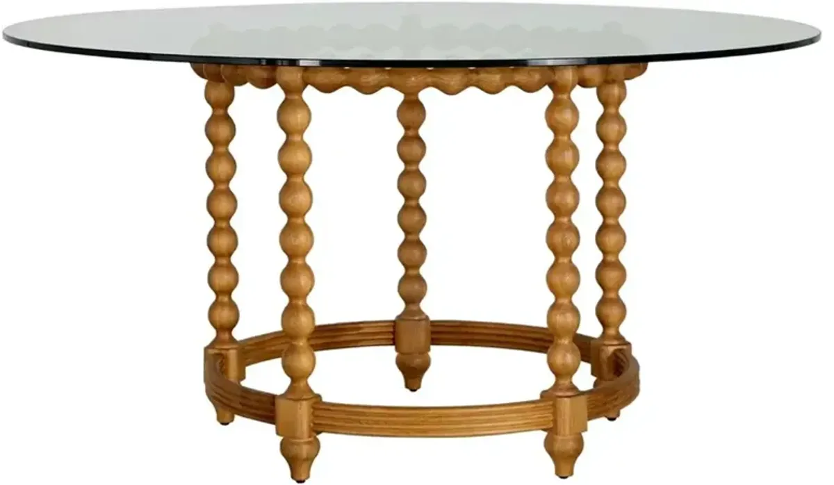 Gwen Updated Traditional Brown Wood Glass Round Dining Table - 56"
