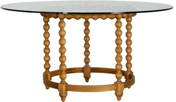 Gwen Updated Traditional Brown Wood Glass Round Dining Table - 56"