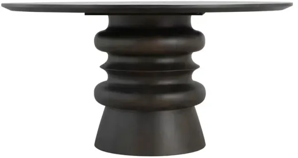 Teva Modern Classic Cerused Black Wood Round Dining Table - 60"