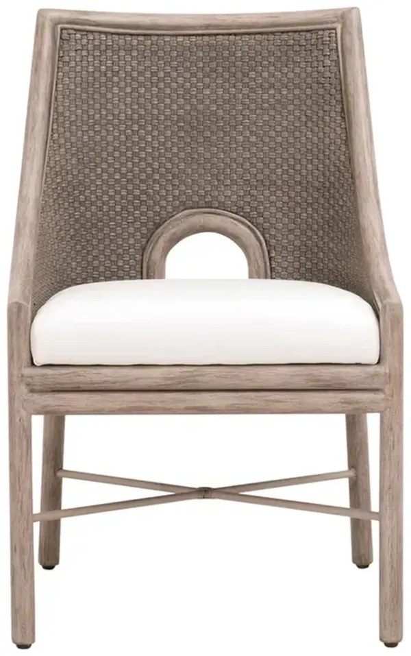 Lira Coastal Beach Cream Performance Grey Wood Dining Chair - Set of 2