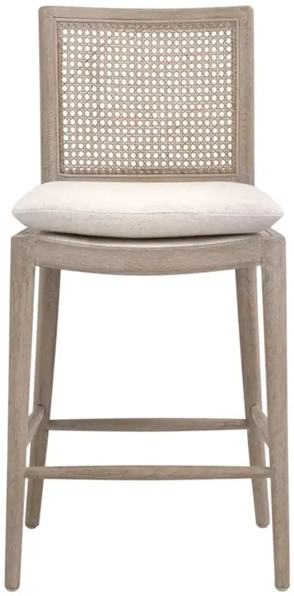 Laken Coastal Beach Cream Performance Grey Oak Counter Stool