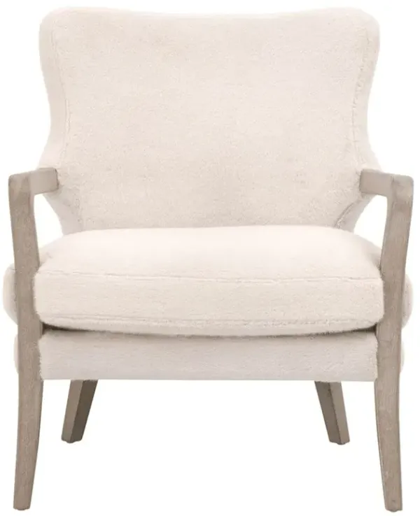Milvi French Country Cream Upholstered Oak Wood Arm Chair