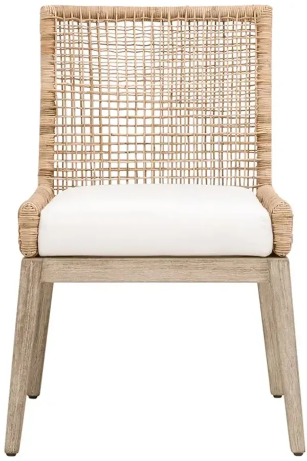 Lyra Coastal Beach Cream Performance Woven Rattan Dining Chair - Set of 2