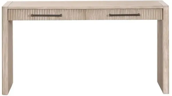 Cayson Coastal Beach Grey Acacia Wood Rectangular Console Table