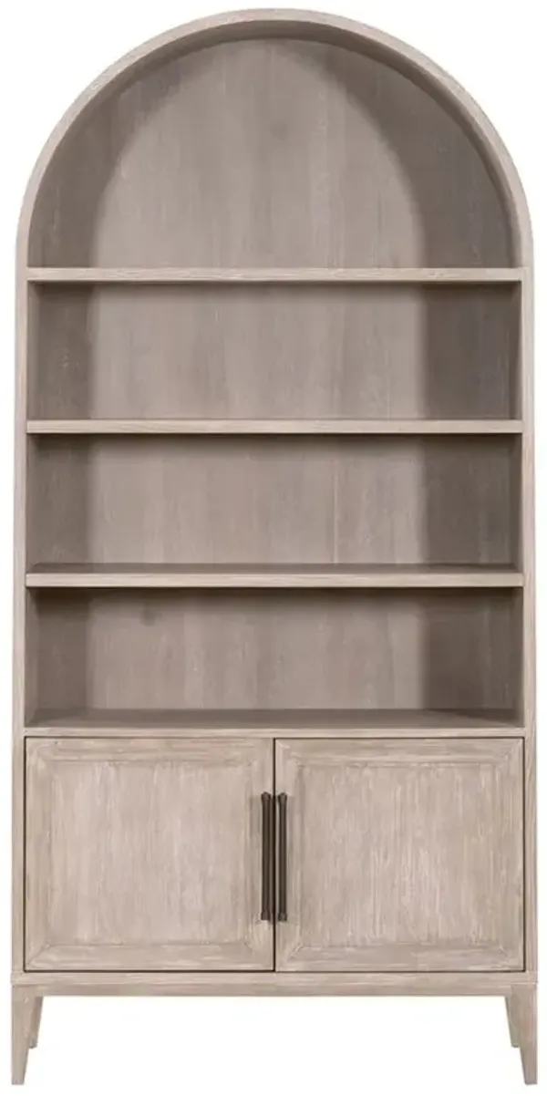 Albina French Country Grey Acacia Wood Arched Storage Bookcase