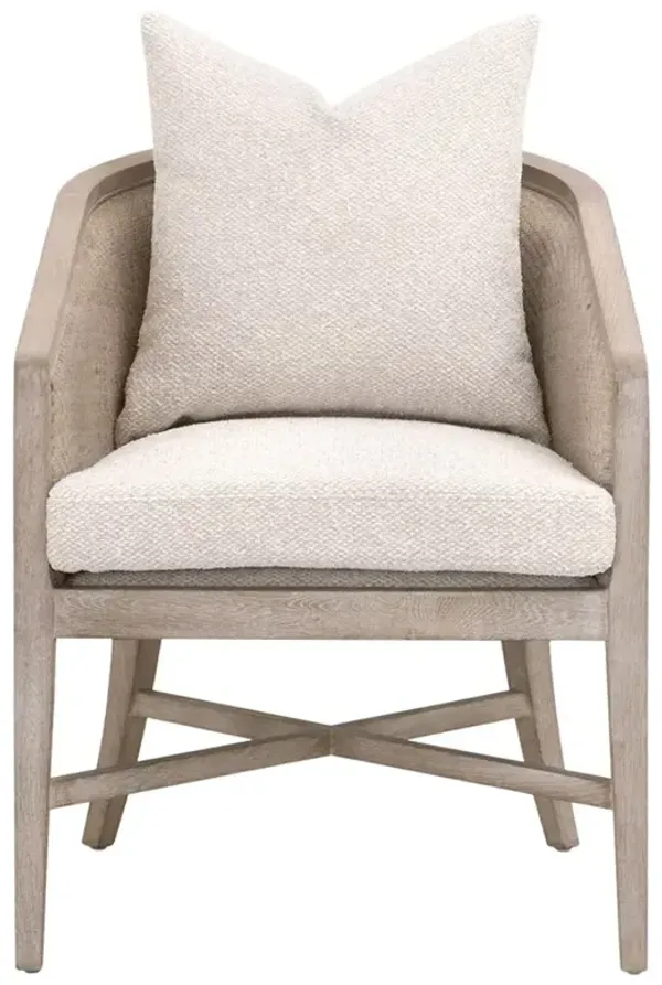Mason Coastal Beach Cream Performance Grey Oak Dining Arm Chair