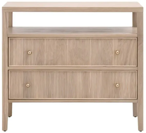 Mira Coastal Beach Natural Oak Wood Wide Nightstand